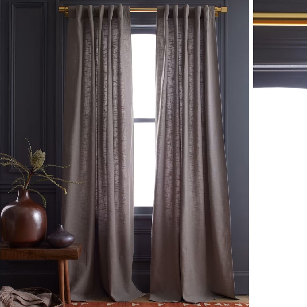 NWT QUINCE Set Of 2 48x84 Cotton Slub Curtains Grey 6469